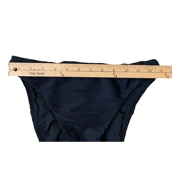 J. Crew Ribbed High Rise Cheeky Bikini Bottom Women’s Sz Small Black BE808 New! - Picture 4 of 6